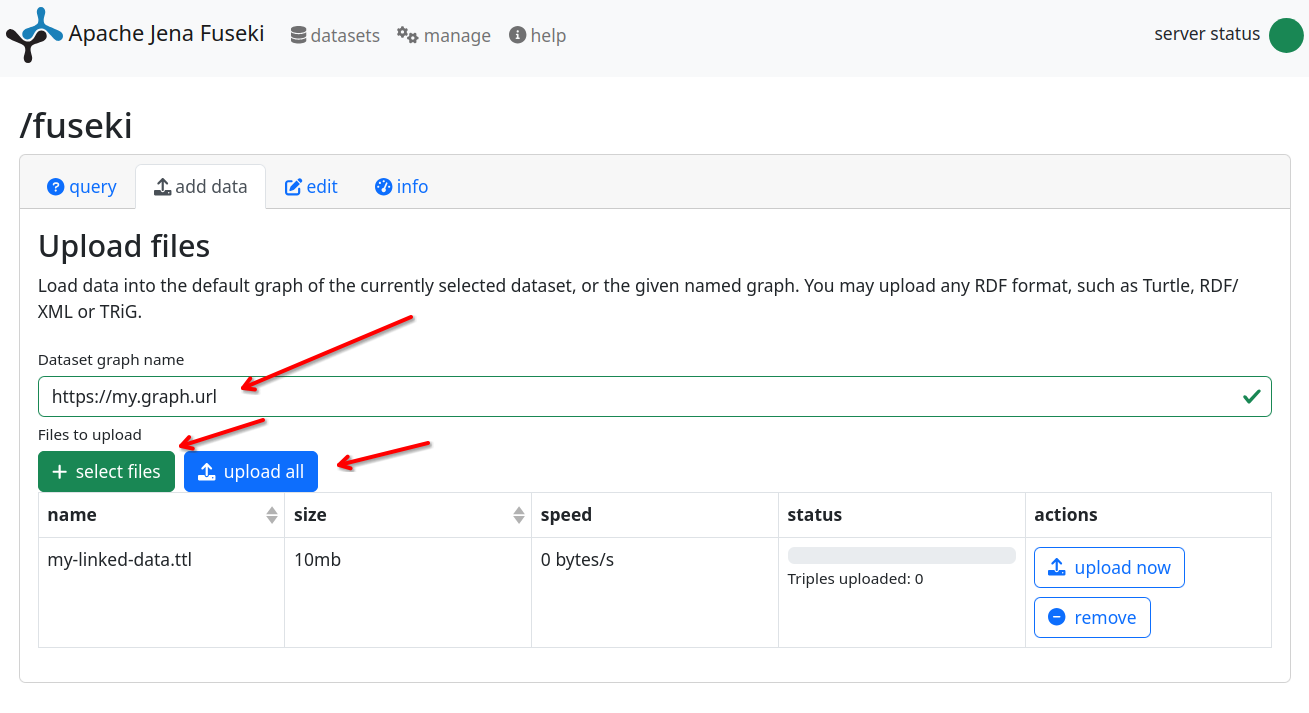Fuseki upload dialog
